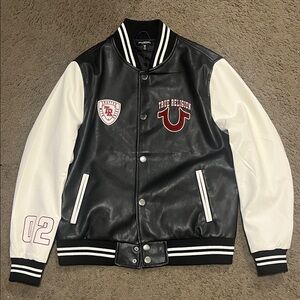 True Religion Black and White Bomber Jacket